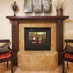 Custom Two-sided Fireplace, Travertine Marble Tile, Eden Prairie, IL Residence