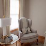 Custom Upholstery & Pillows. Classic Greek Key Living Room - Grey & Cream. Saint Charles, IL Residence