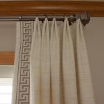 Drapery Detail - Classic Greek Key Living Room - Grey & Cream. Saint Charles, IL Residence