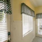 Cheery back entryway. Mackenzie-Childs valances combined with Samuel & Sons Pom-poms.  Batavia, IL Residence